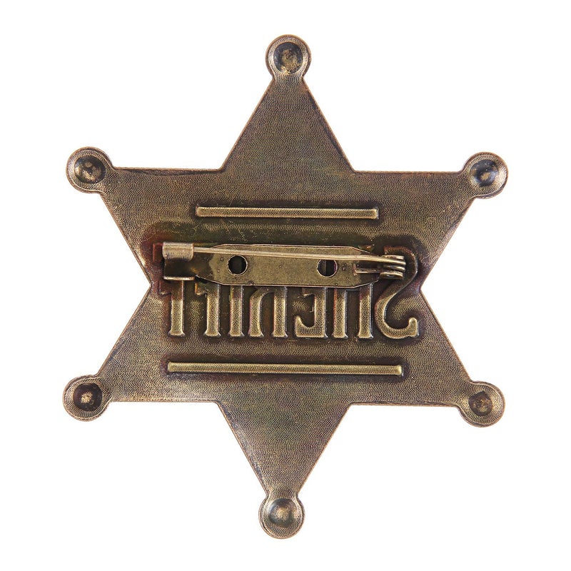 AKITSUMA Toy Sheriff Badge for Kids, Metal, Western Deputy Sheriff Badge, Old West Prop, US-AKI-014 (Dark Bronze) - Image 2